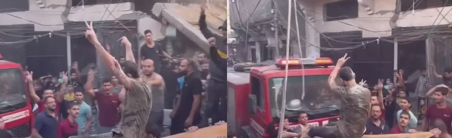 “الشعب الذي لا يقهر”.. شاهد ما فعله فلسطيني مصاب خرج من تحت الأنقاض وطن