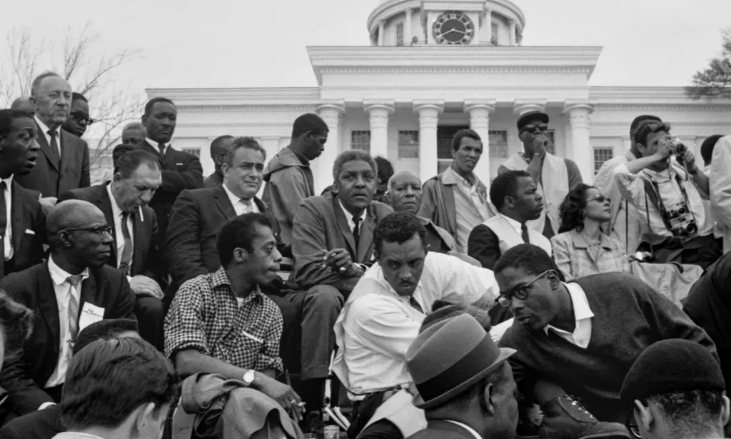 James Baldwin marching in Washington for civil rights