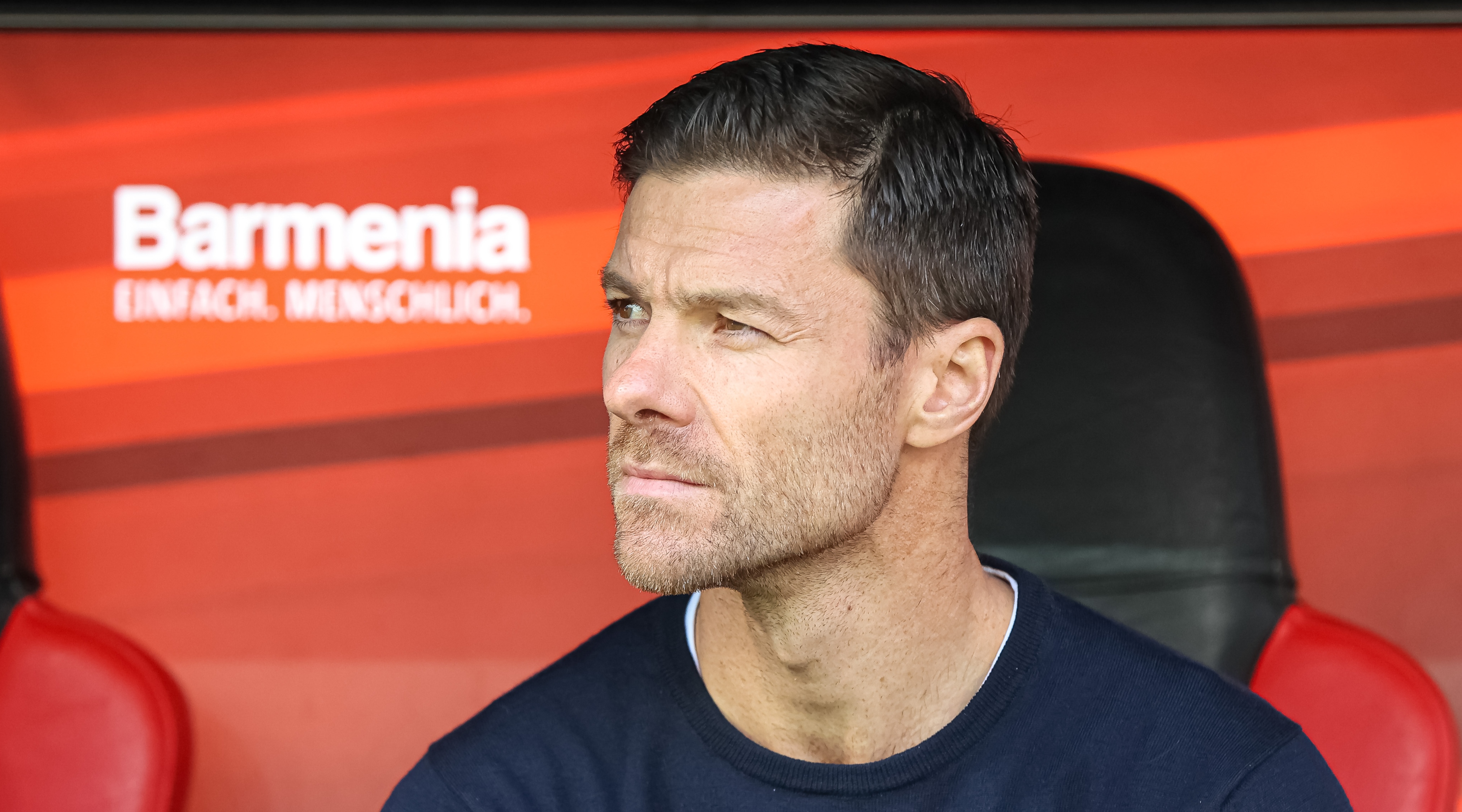 Liverpool target Bayer Leverkusen head coach Xabi Alonso looks on from the bench during the Bundesliga match between Bayer Leverkusen and Schalke 04 on 8 October, 2022 at the BayArena, Leverkusen, Germany