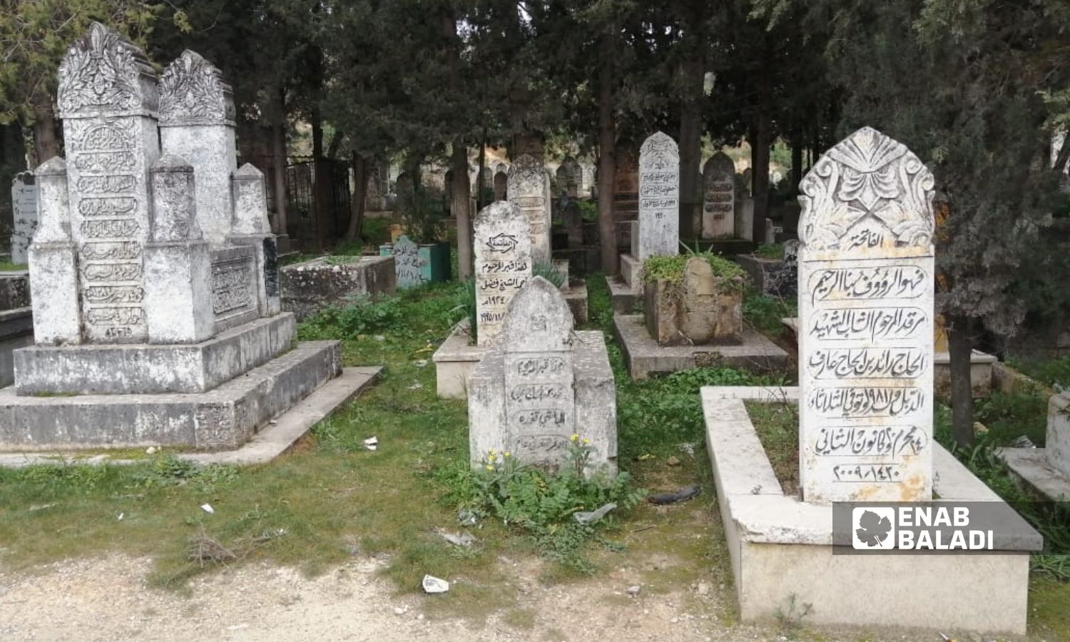 مقبرة في مدينة كفرتخاريم شمال غربي سوريا - 10 من شباط 2024 (/ شمس الدين مطعون)
