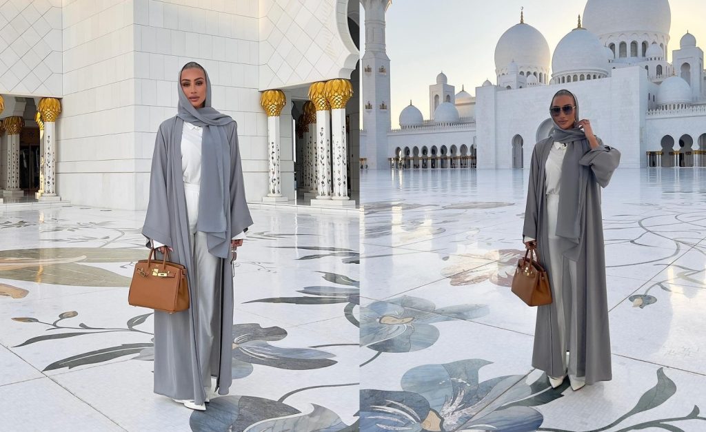 بعد رقصها الفاضح في دبي .. مايا دياب بالحجاب في جامع الشيخ زايد (صور) وطن