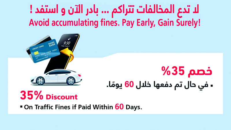 شرطة أبوظبي تدعو إلى الاستفادة من مزايا الدفع المبكر للمخالفات المرورية