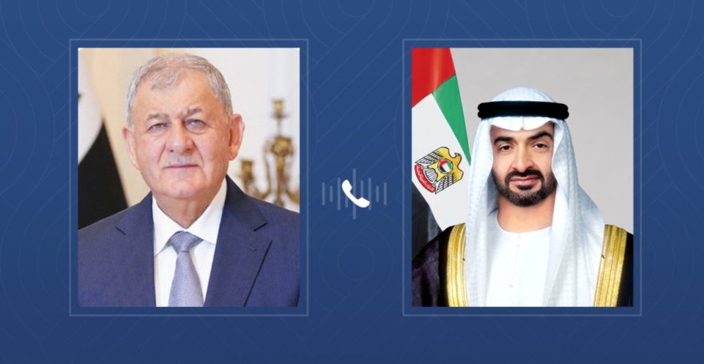 رئيس الدولة والرئيس العراقي يبحثان هاتفياً علاقات البلدين والتطورات الإقليمية