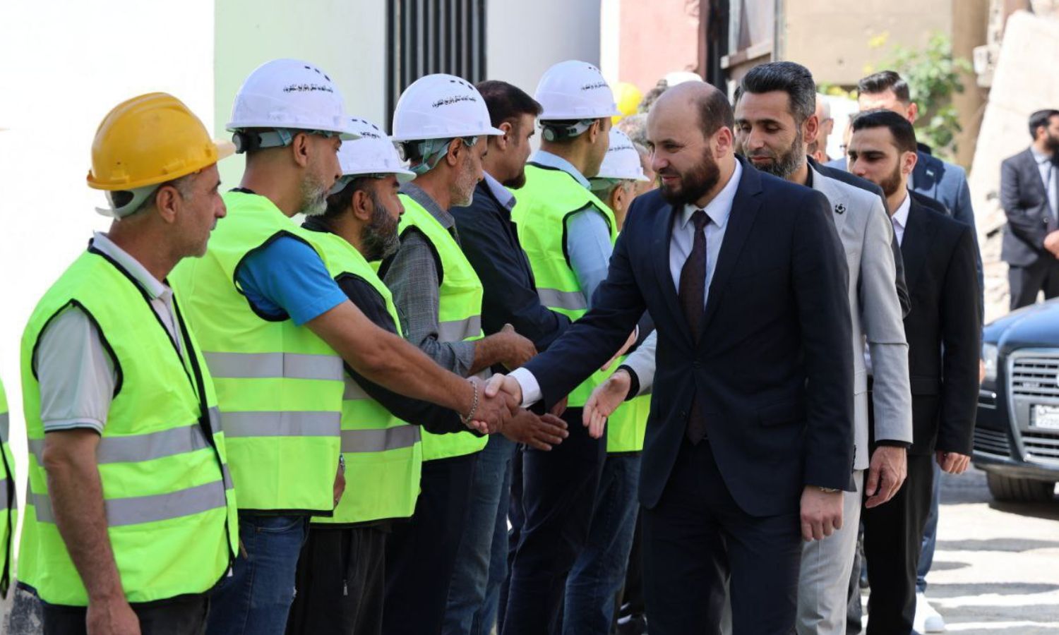 وزير الطاقة السوري محمد البشير خلال تدشين محطة تحويل "عربين" - 6 أيار 2025 (وزارة الطاقة السورية)