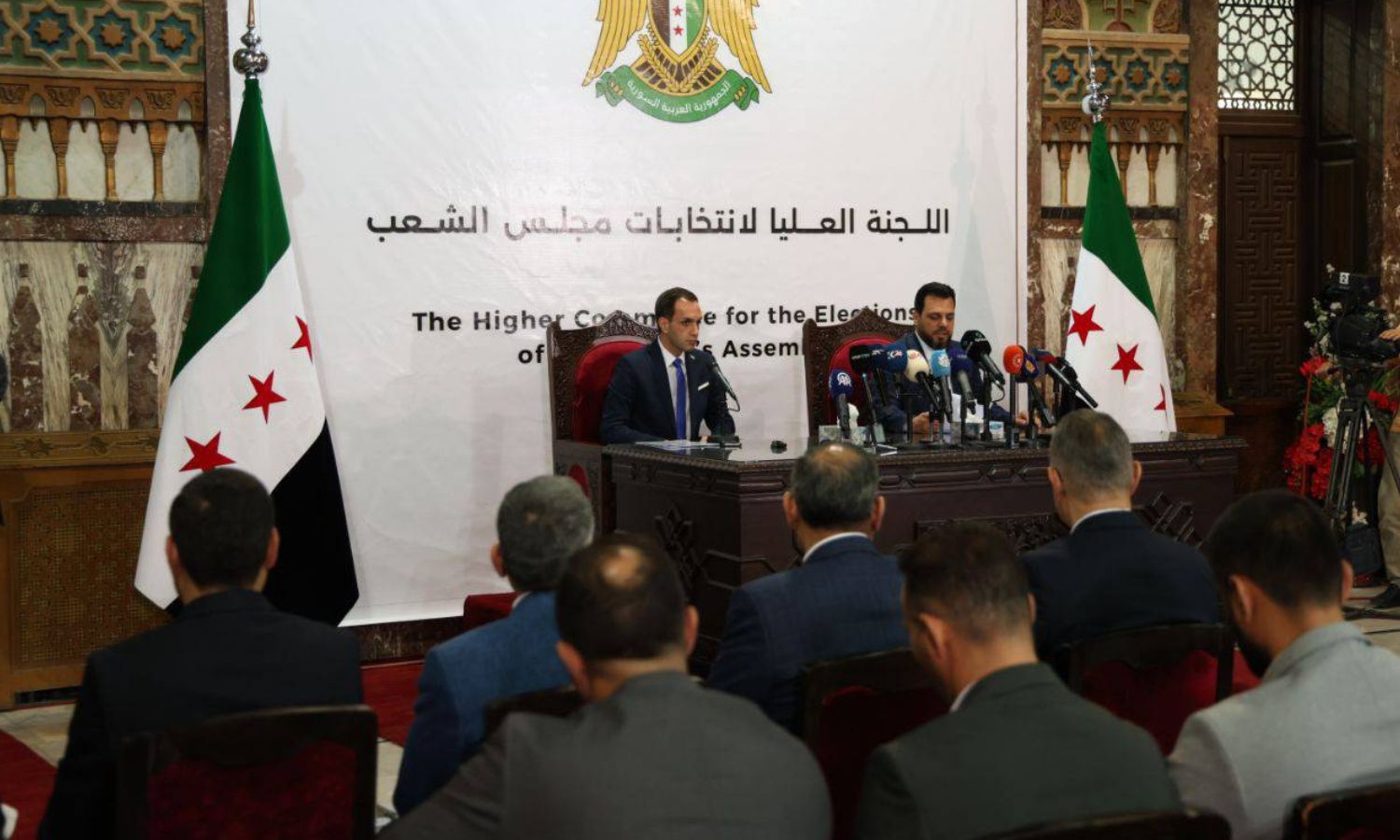 المؤتمر الصحفي الأول للجنة الانتخابية لمجلس الشعب - 18 حزيران 2025 (اللجنة الانتخابية/ فيسبوك)