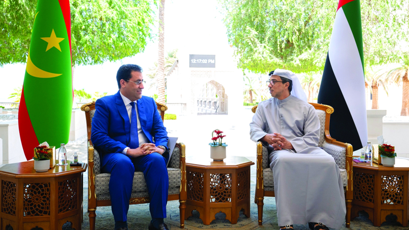 رئيس الدولة يتلقى رسالة خطية من الرئيس الموريتاني تسلمها منصور بن زايد