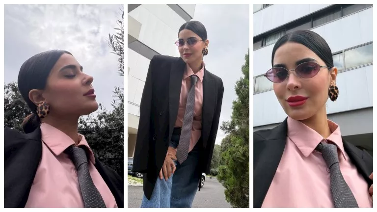 نورهان منصور تتألق بإطلالة رجالية أنيقة من زيارتها إلى روما