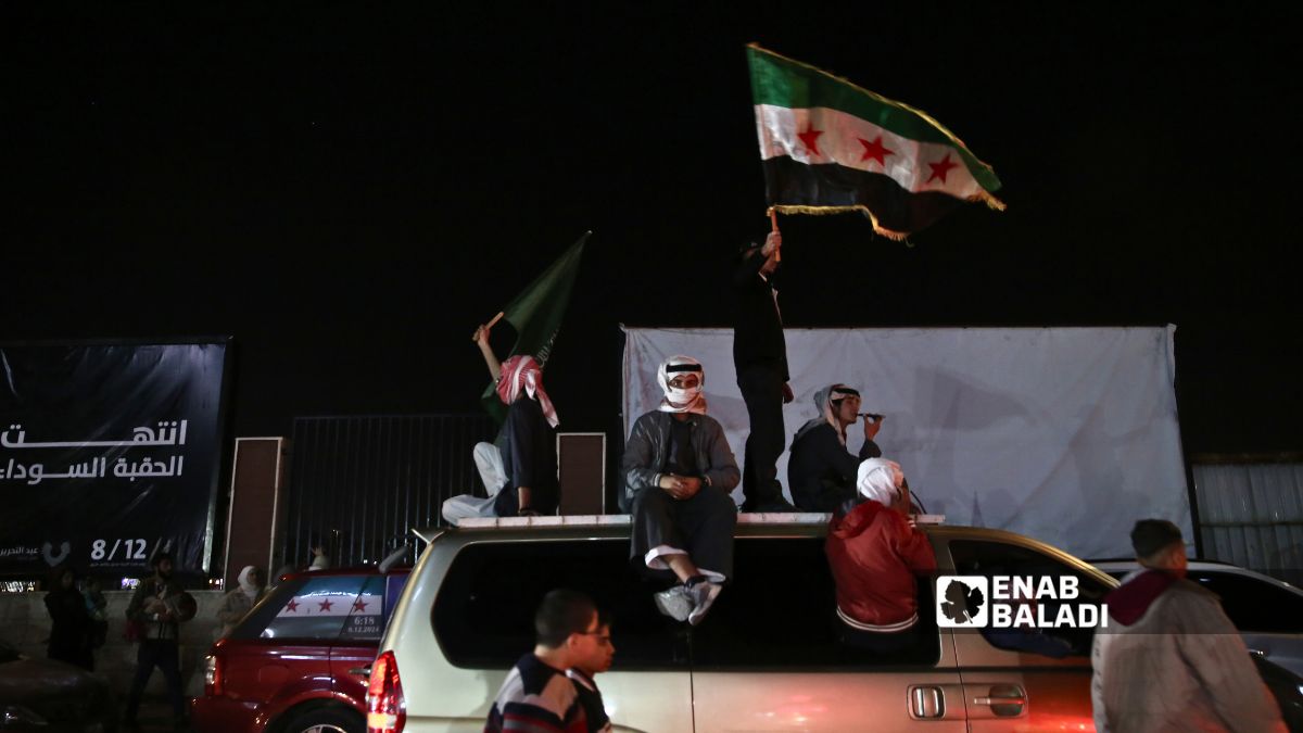 جانب من الاحتفالات الليلية في العاصمة دمشق في الذكرى الأولى للتحرير – 8 كانون الأول 2025 (/نور حمزة)