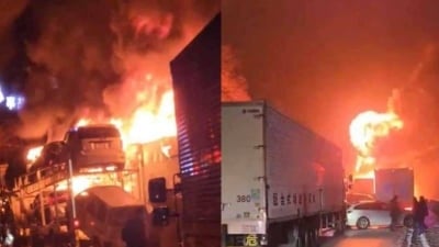 حريق هائل بعد تصادم مروع بين 50 سيارة في اليابان – الوطن