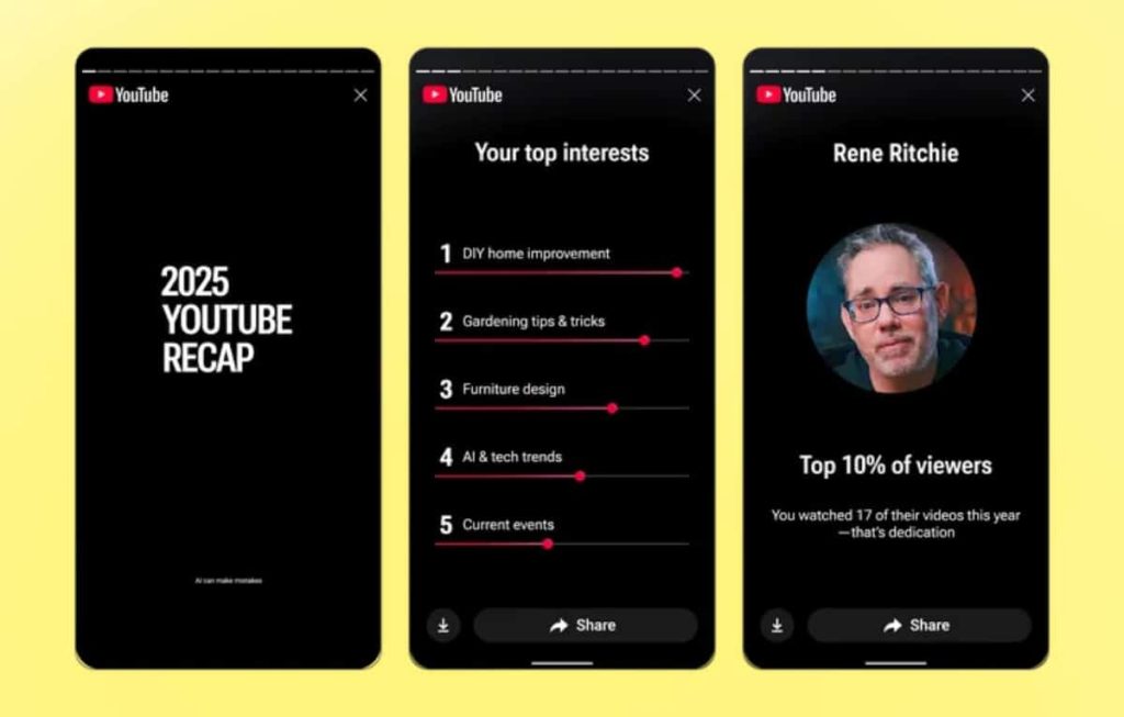 YouTube Recap.. يوتيوب تعلن إطلاق ميزة ملخص المشاهدة السنوي