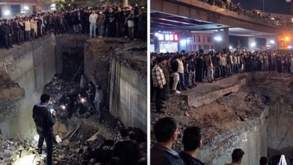 حادث مأساوي.. سقوط ميكروباص في حفرة عميقة بالزاوية الحمراء | شاهد