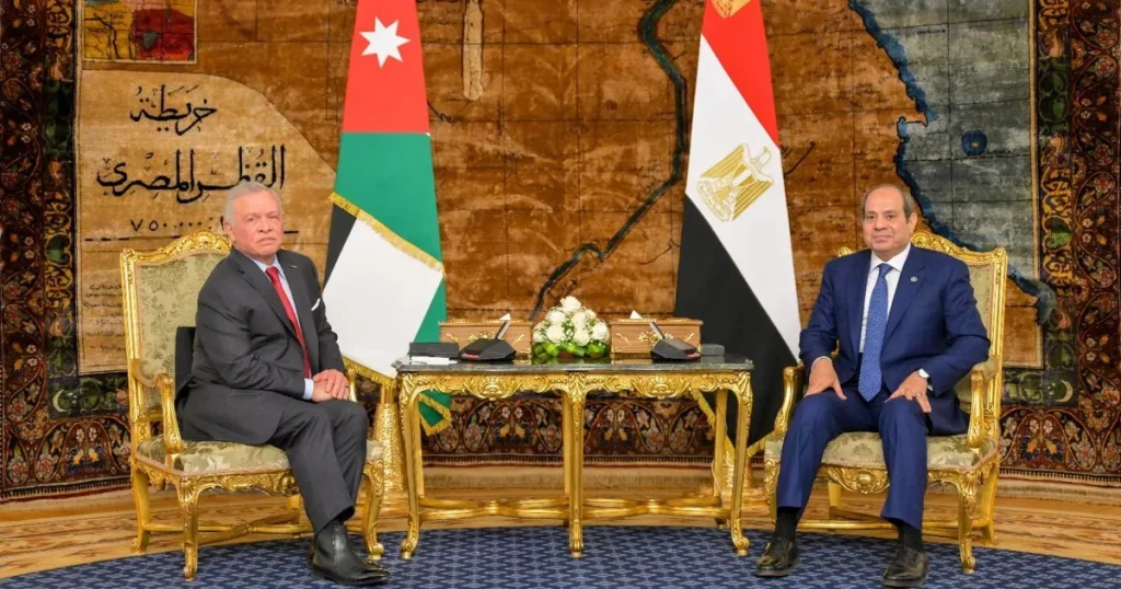 السيسي وعبد الله الثاني يشددان على البدء بإعادة إعمار غزة